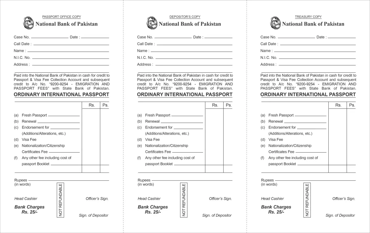 Passport Challan Form
