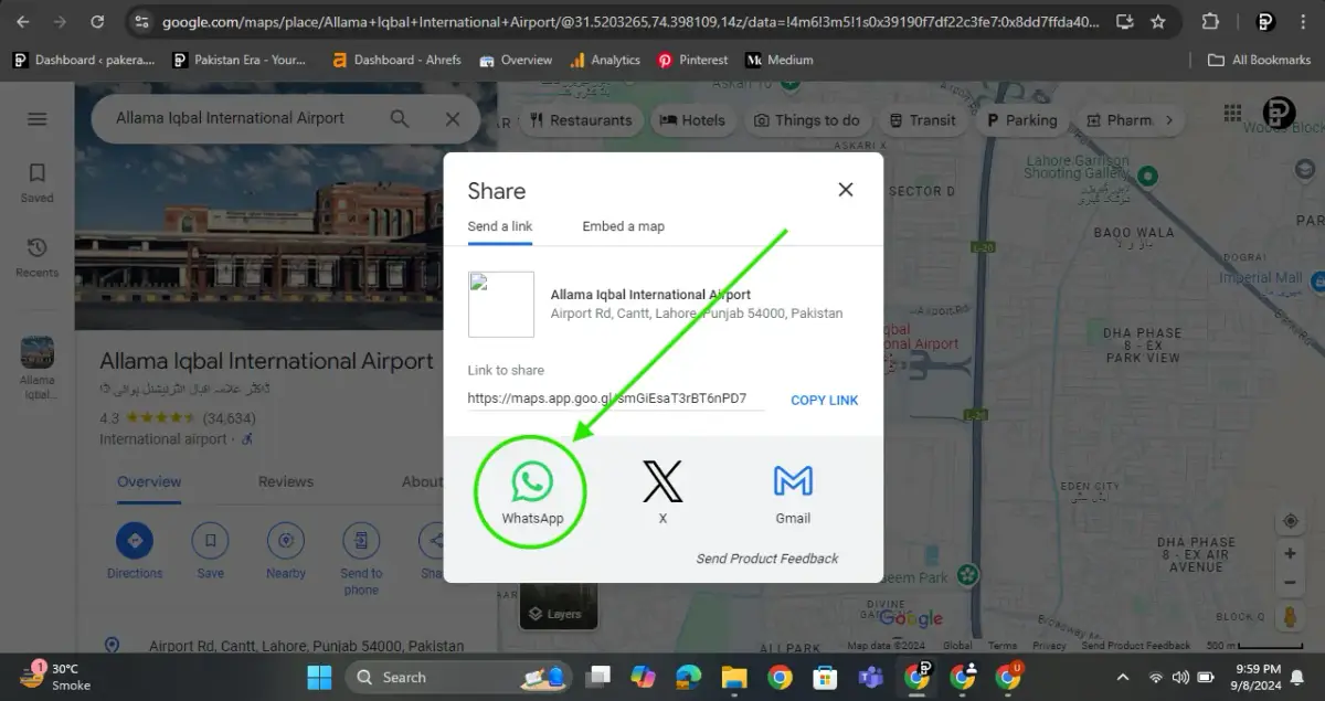 Click Whatsapp on google maps