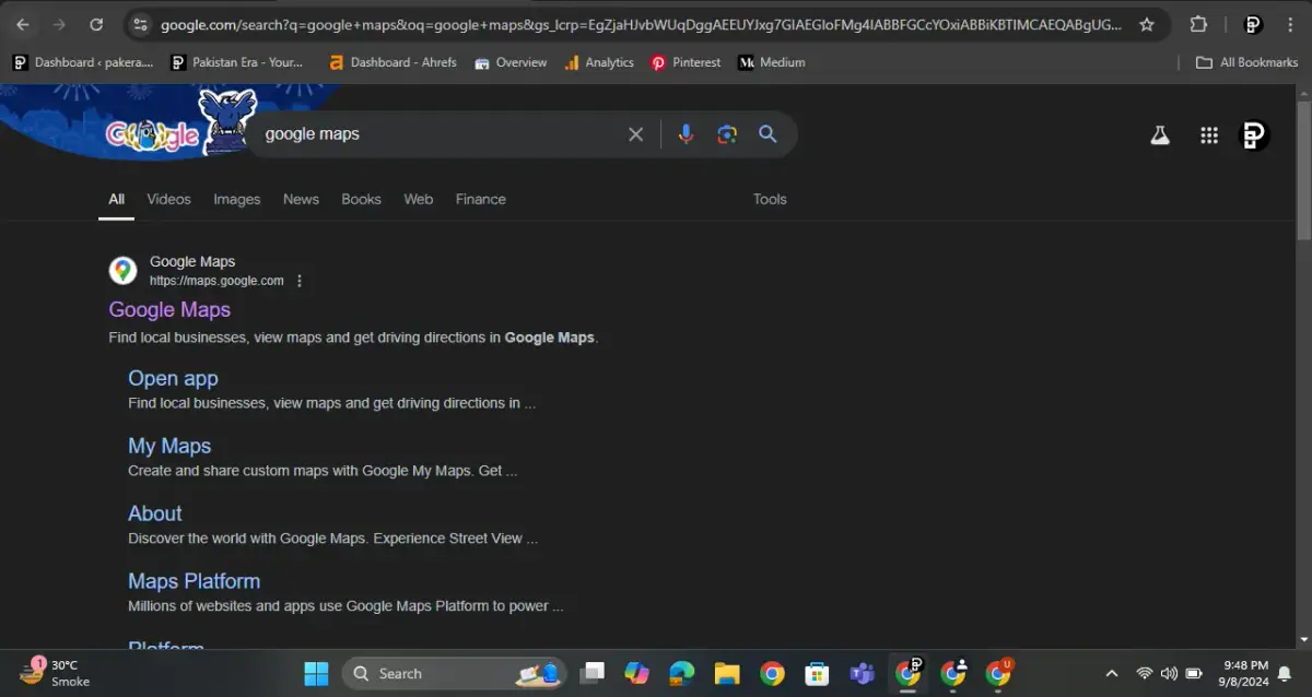 Search Google Maps or Open Google Maps in your Browser