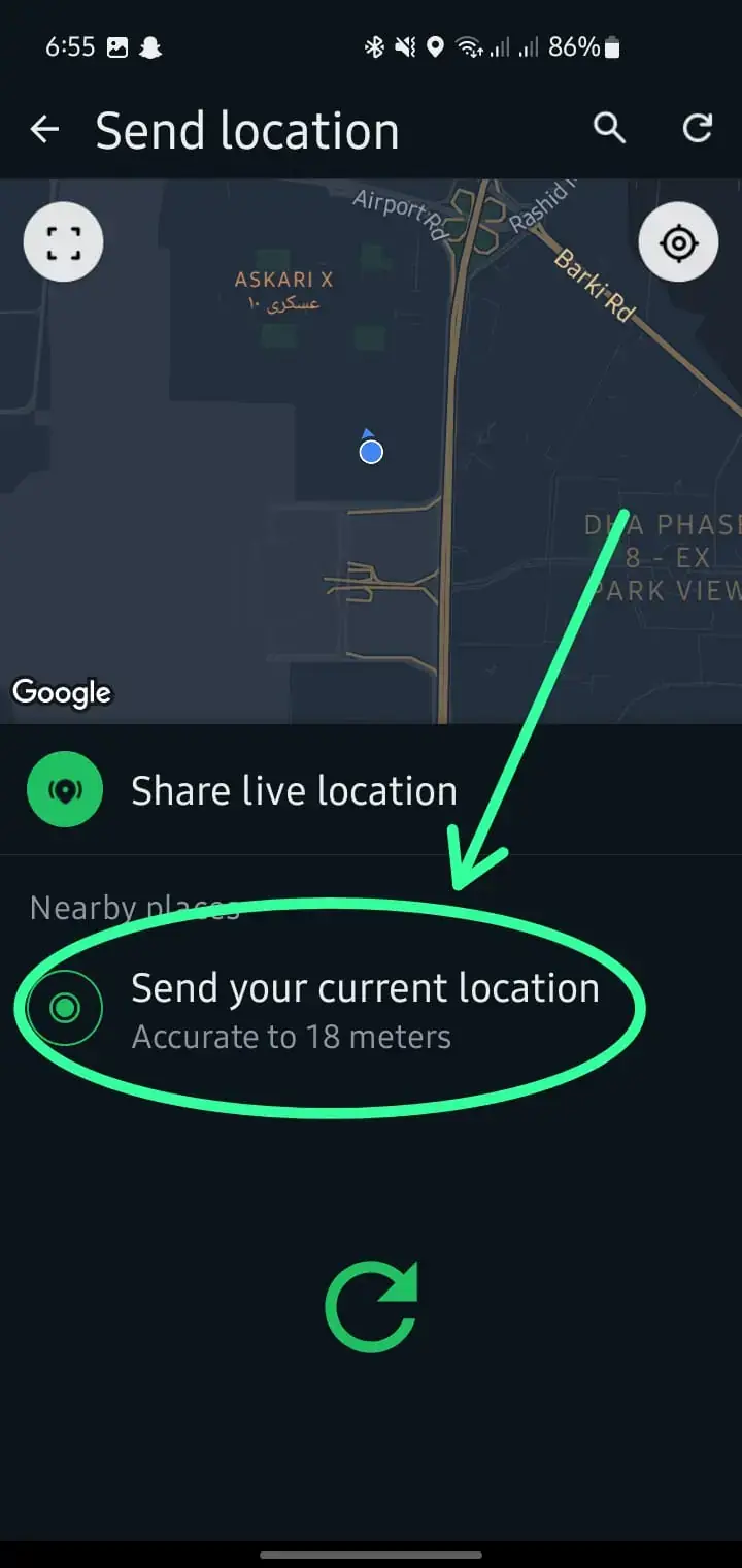 Send current location on WhatsApp