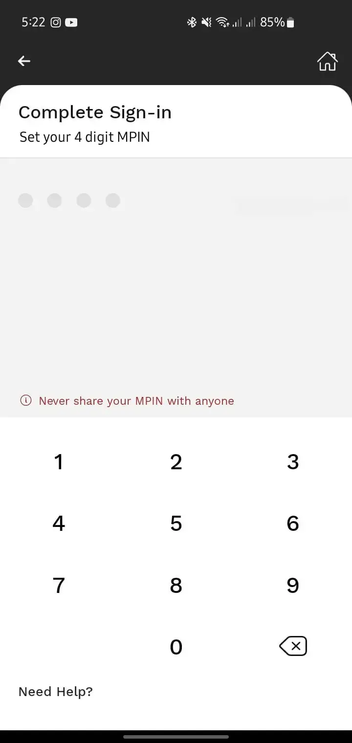 Set 4-digit MPIN screen on JazzCash app for secure login