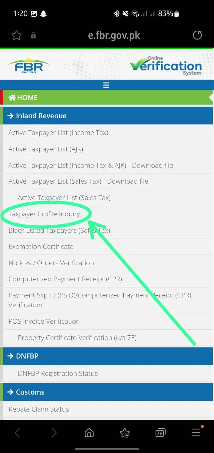Taxpayer Profile Inquiry