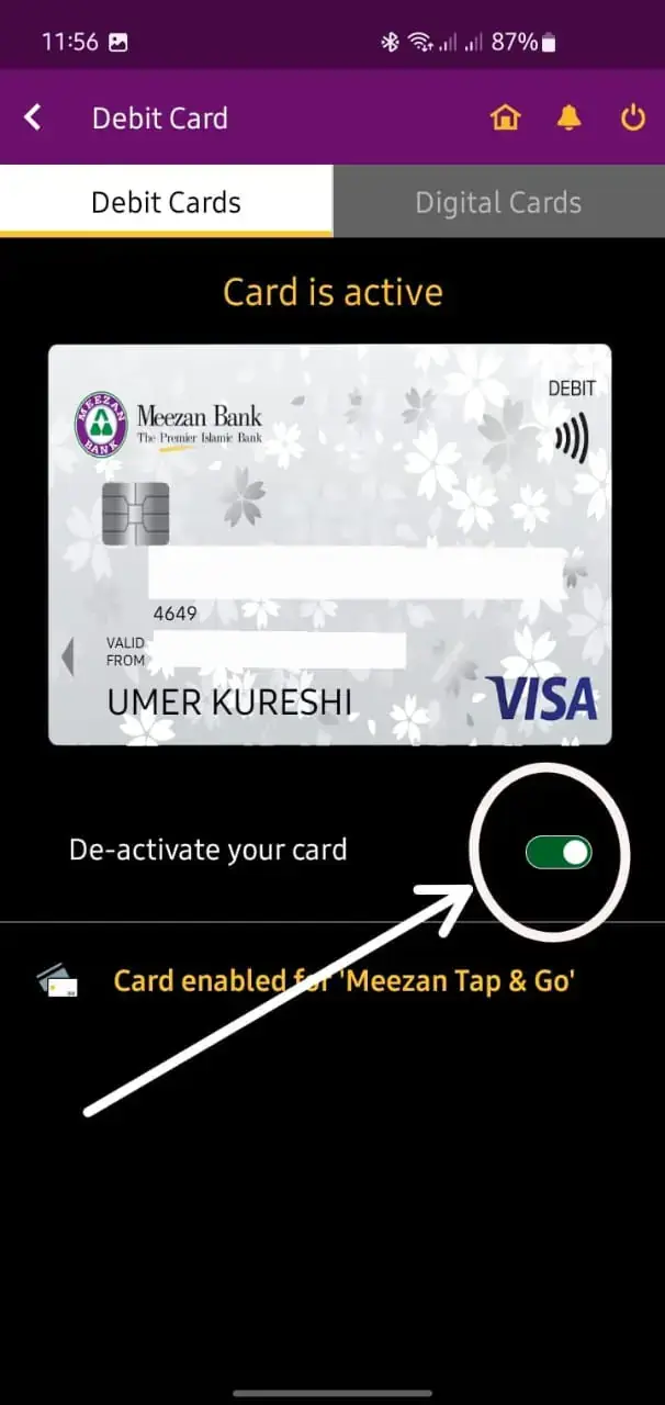 How to Block Your Meezan Bank ATM Card Using the App - Step 3