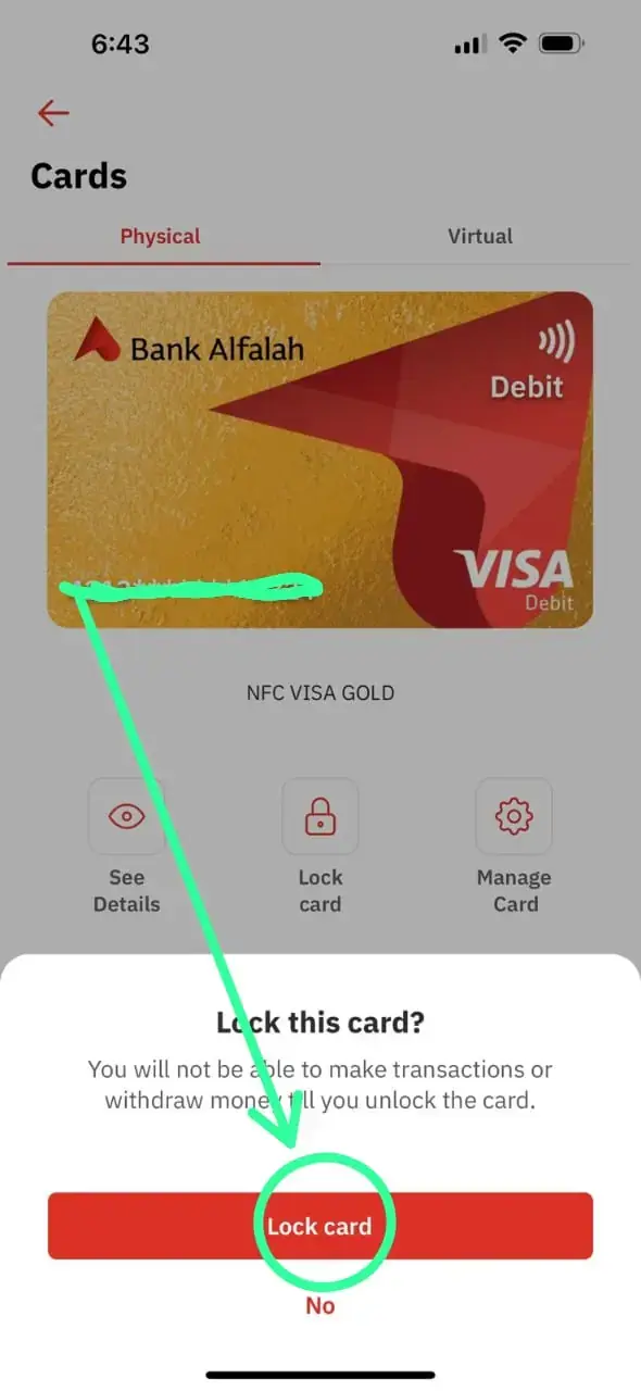 How to Block Your Bank Alfalah ATM Card Using the App - Step 5