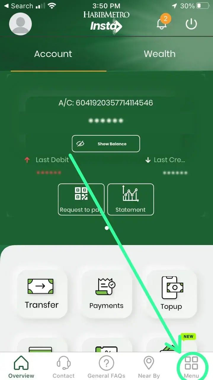 How to Block Your HabibMetro ATM Card Using the App - step 2