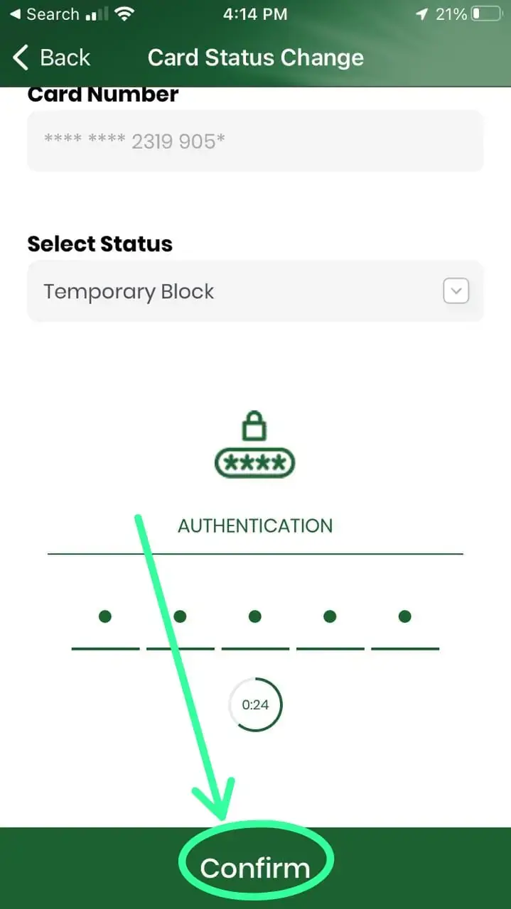 How to Block Your HabibMetro ATM Card Using the App - step 7