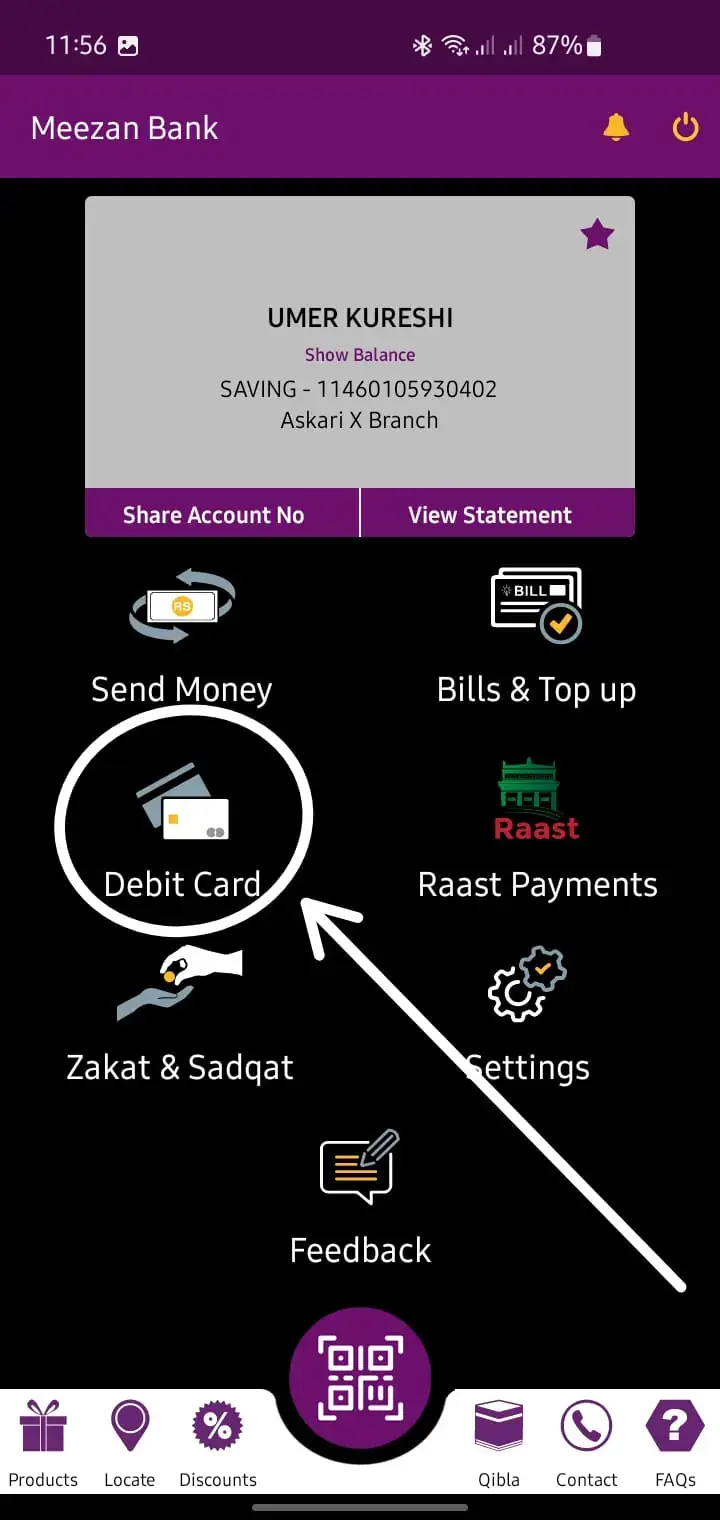 How to Block Your Meezan Bank ATM Card Using the App - Step 2