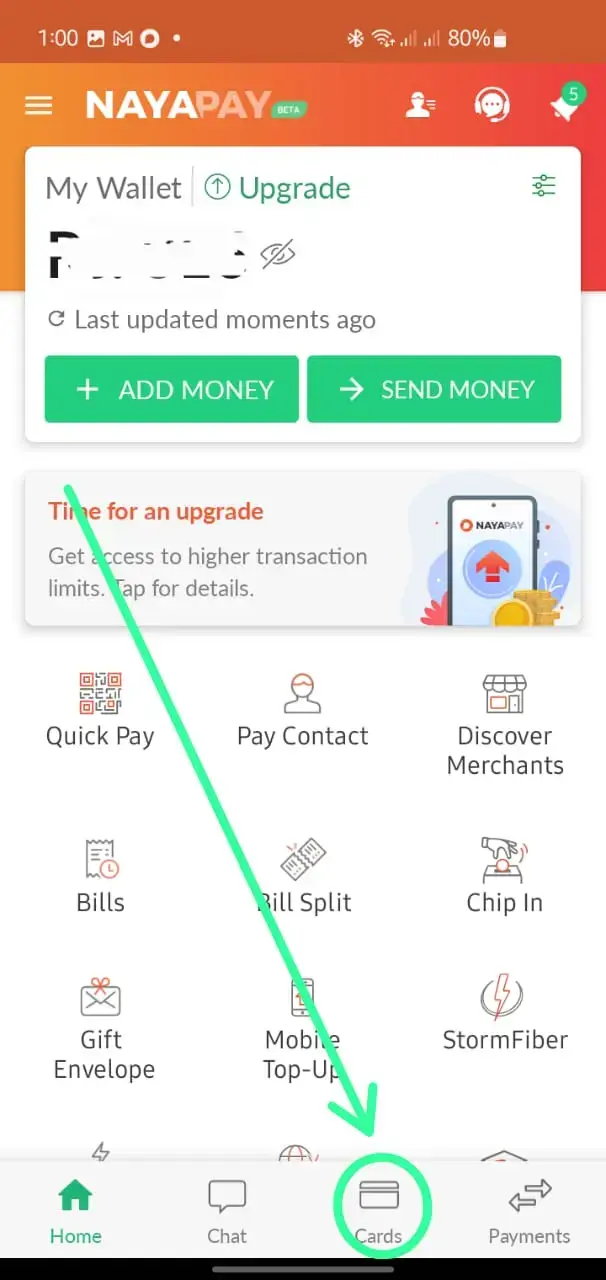 How to Block Your NayaPay Card Using the App - Step 1