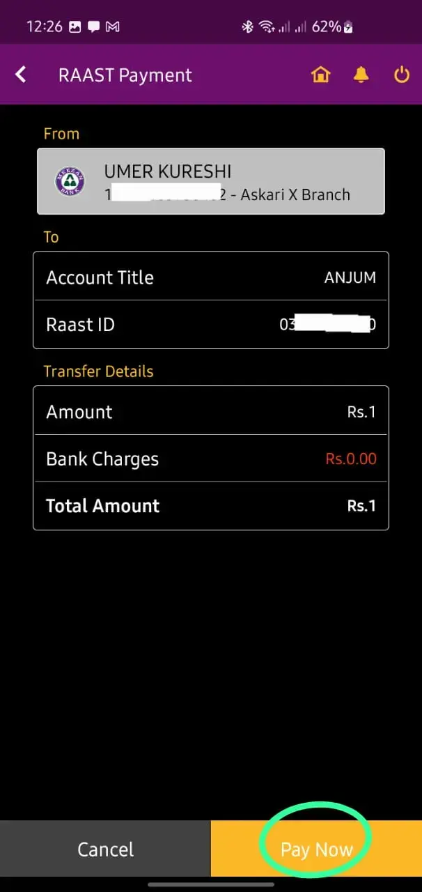 Sending Money Through Rasst Step 5