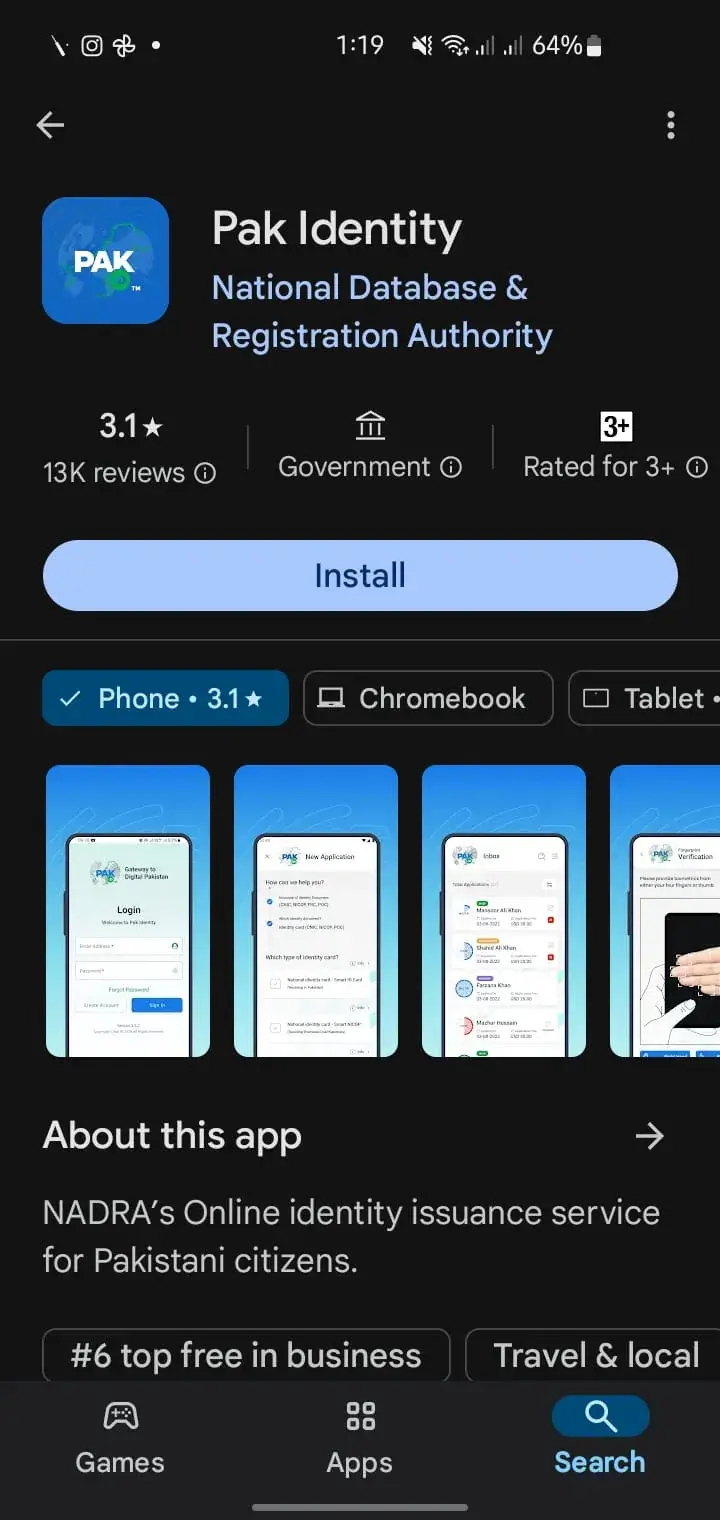 Download Pak Identity App
