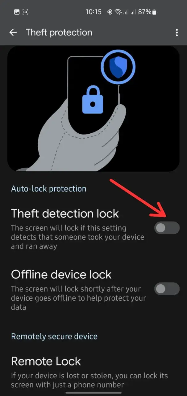 Activate Google Theft Protection step 3