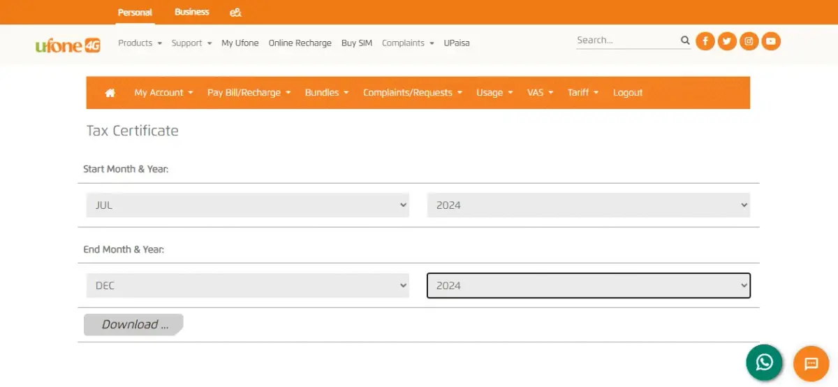 Ufone Self care portal