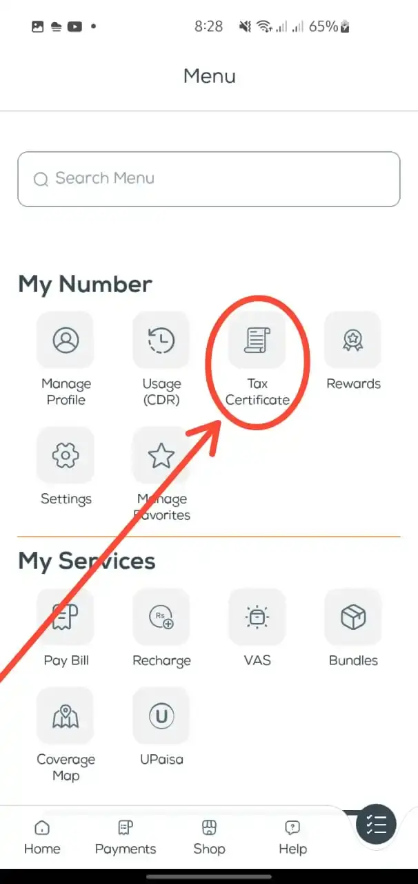 Select Tax Certificate in UPTCL App
