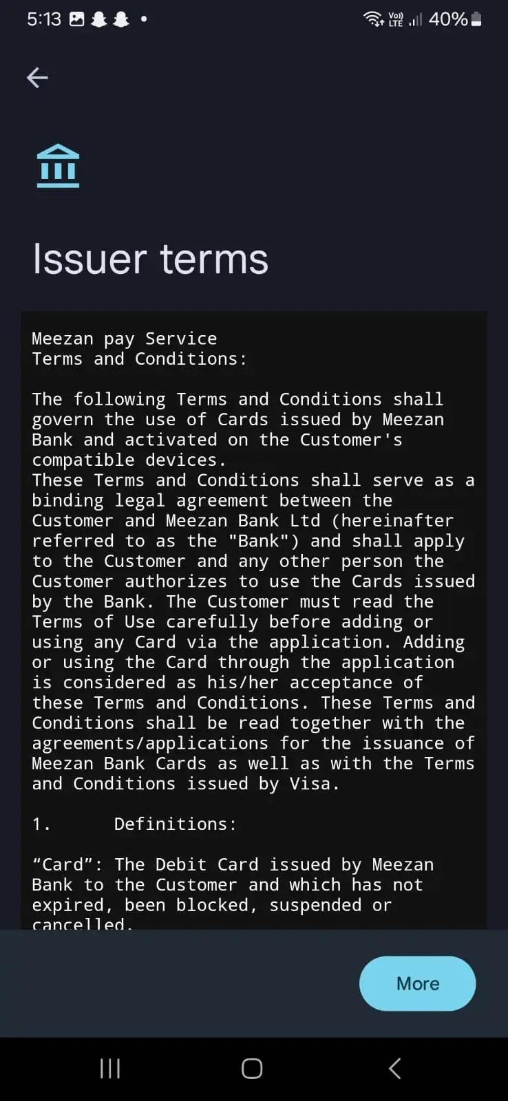 Accept Issuer Terms
