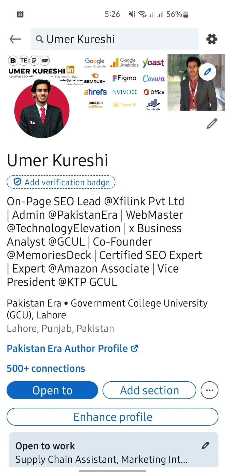 LinkedIn verification badge button for Pakistan e-passport verification