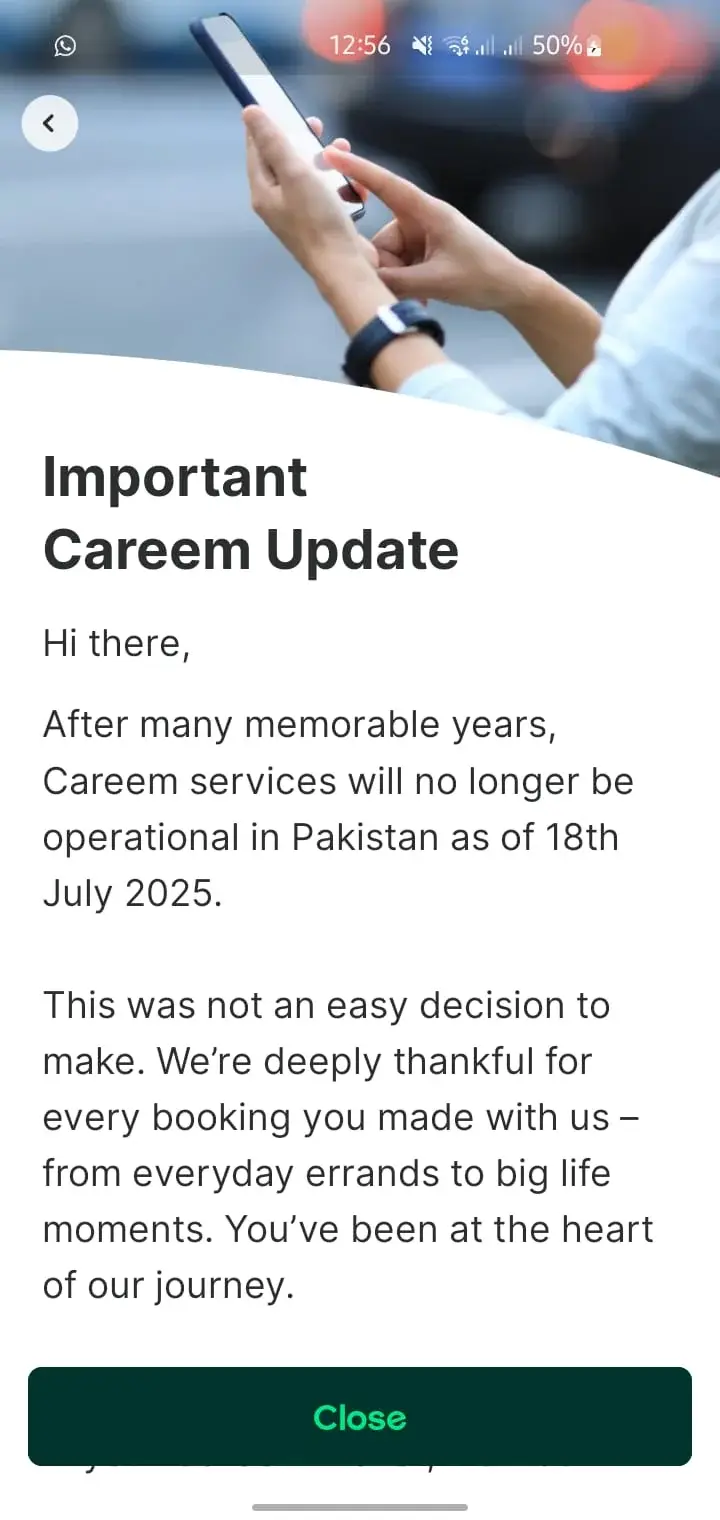 Careem Left Pakistan Operations Official Message