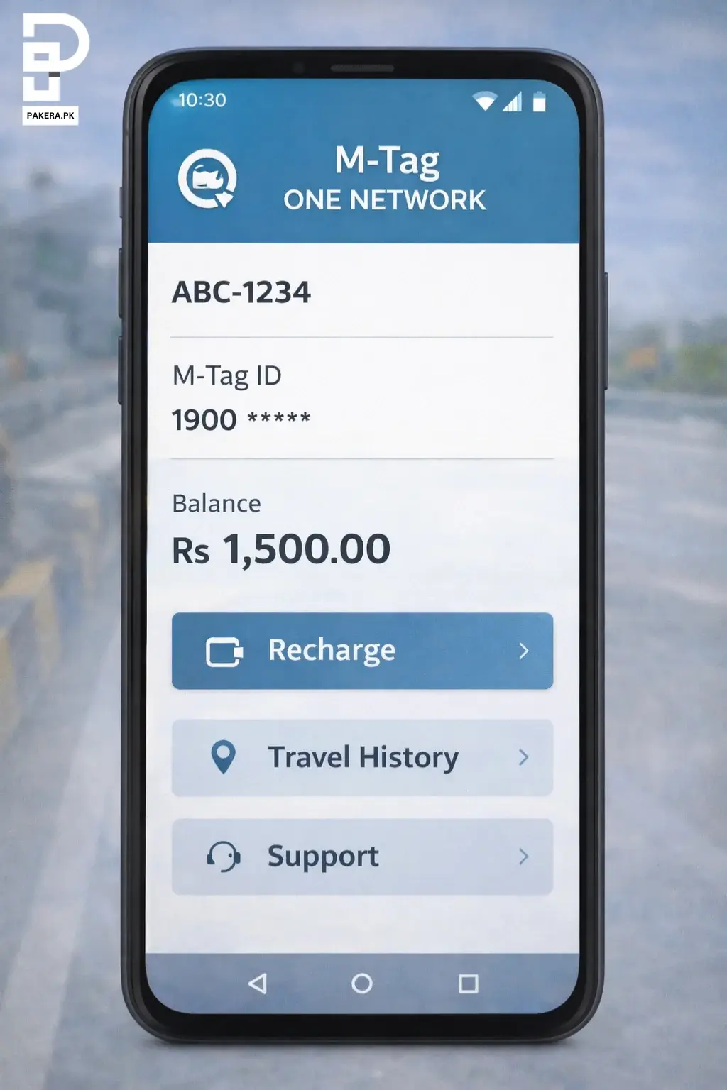 Checking M-Tag balance in the One Network app dashboard