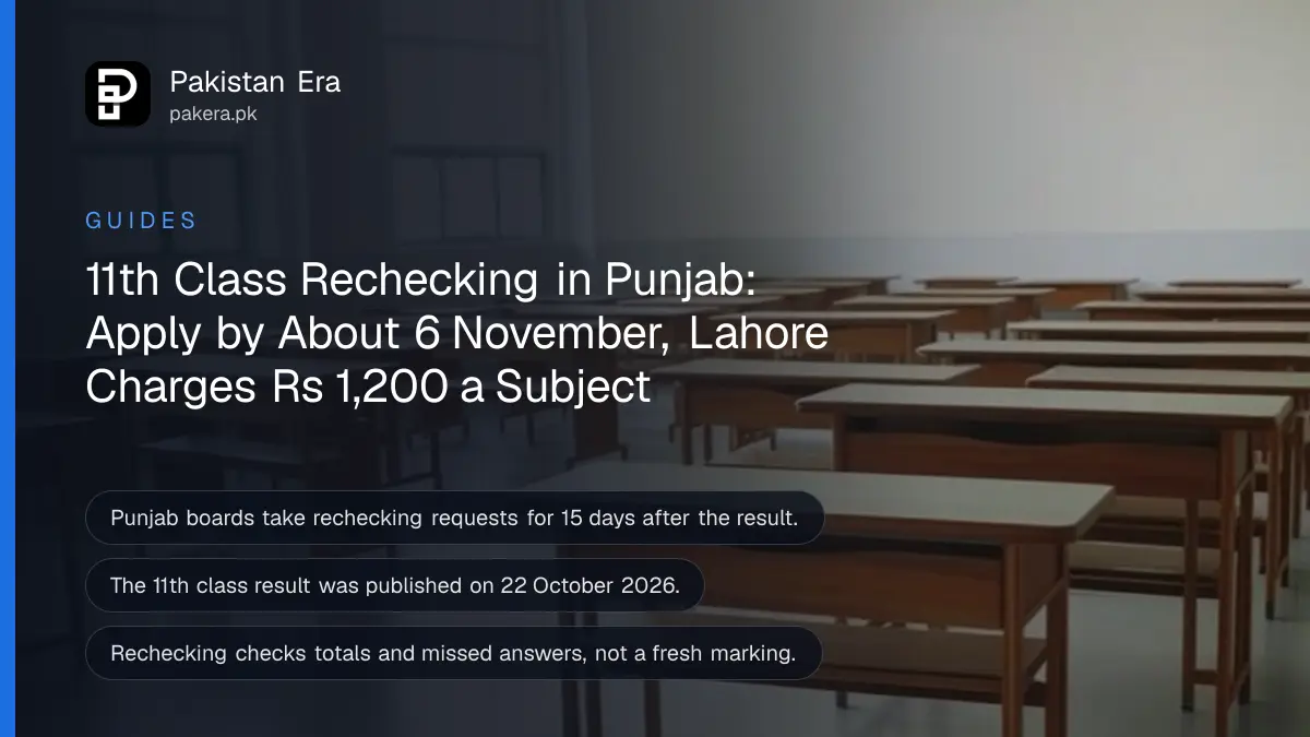 Rows of empty wooden exam desks in a bright examination hall with tall windows