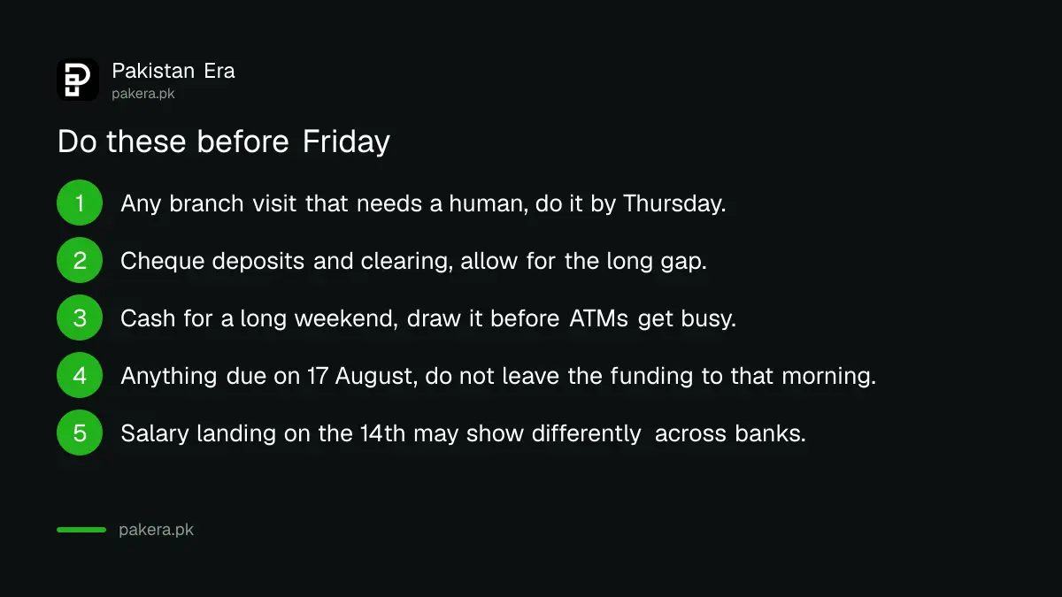 Banking tasks to complete before the 14 August 2026 holiday