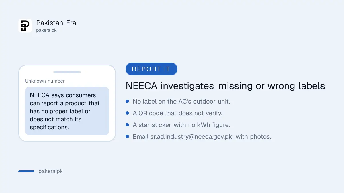 How to report a missing or wrong energy label on an AC or fridge to NEECA