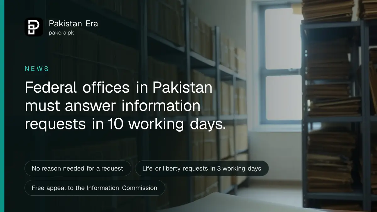 Rows of plain cardboard file folders tied with string on metal shelves in a quiet government records room in Islamabad
