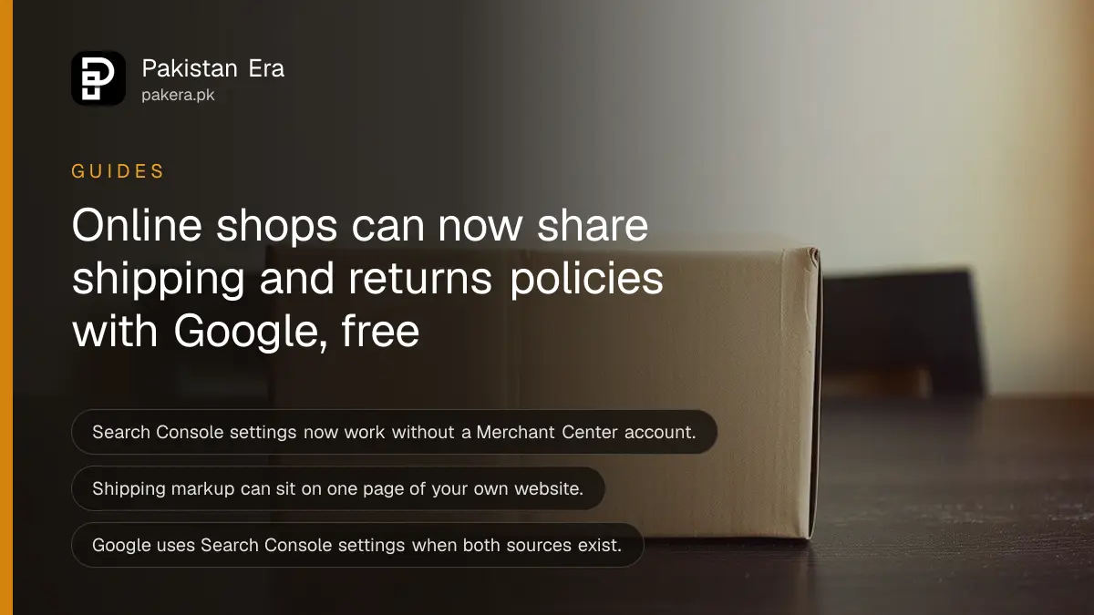 A plain brown cardboard parcel box on a dark wooden table against a cream wall in soft daylight