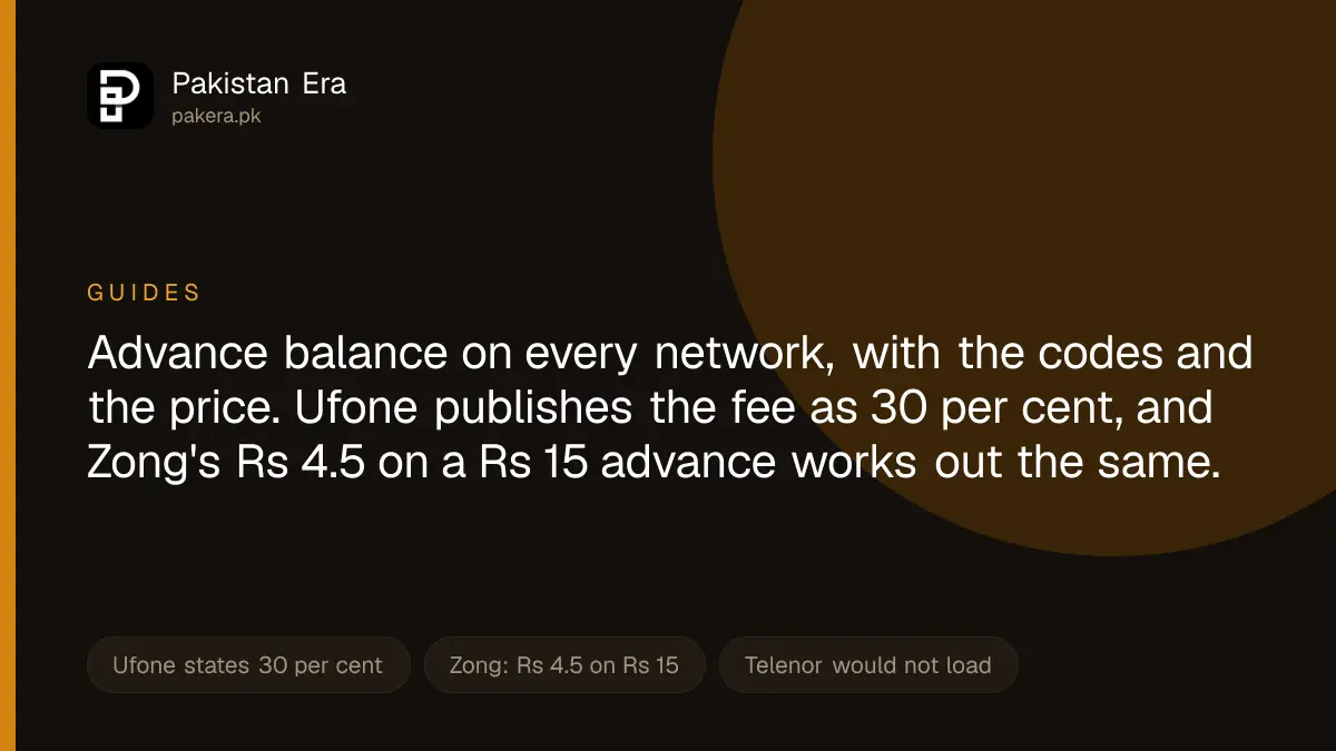 Advance balance codes for Jazz, Zong and Ufone in Pakistan