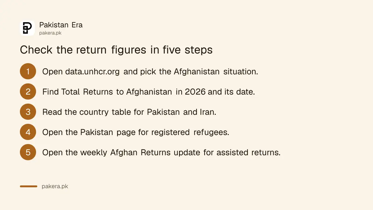 Five steps to check Afghan return figures on the UNHCR data portal
