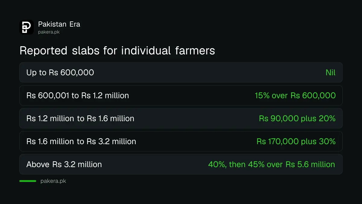 Reported Punjab agricultural income tax slabs for individual farmers from nil to 45 per cent