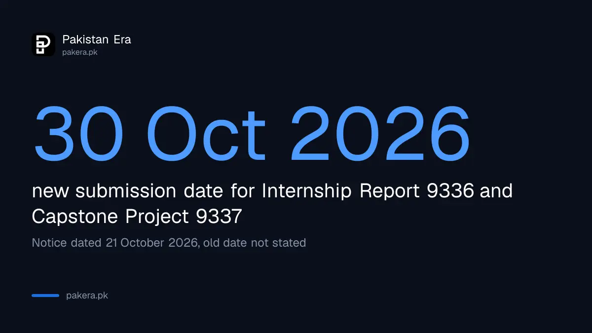 AIOU notice summary for course codes 9336 and 9337 with the new date 30 October 2026