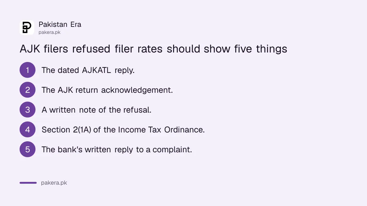 What an AJK filer should show a Pakistani office that applies non-filer rates