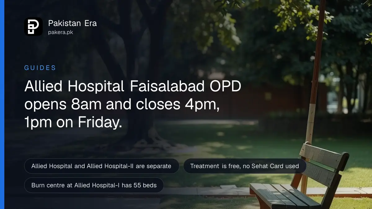 A wooden bench under shady trees in a quiet hospital garden on a sunny morning