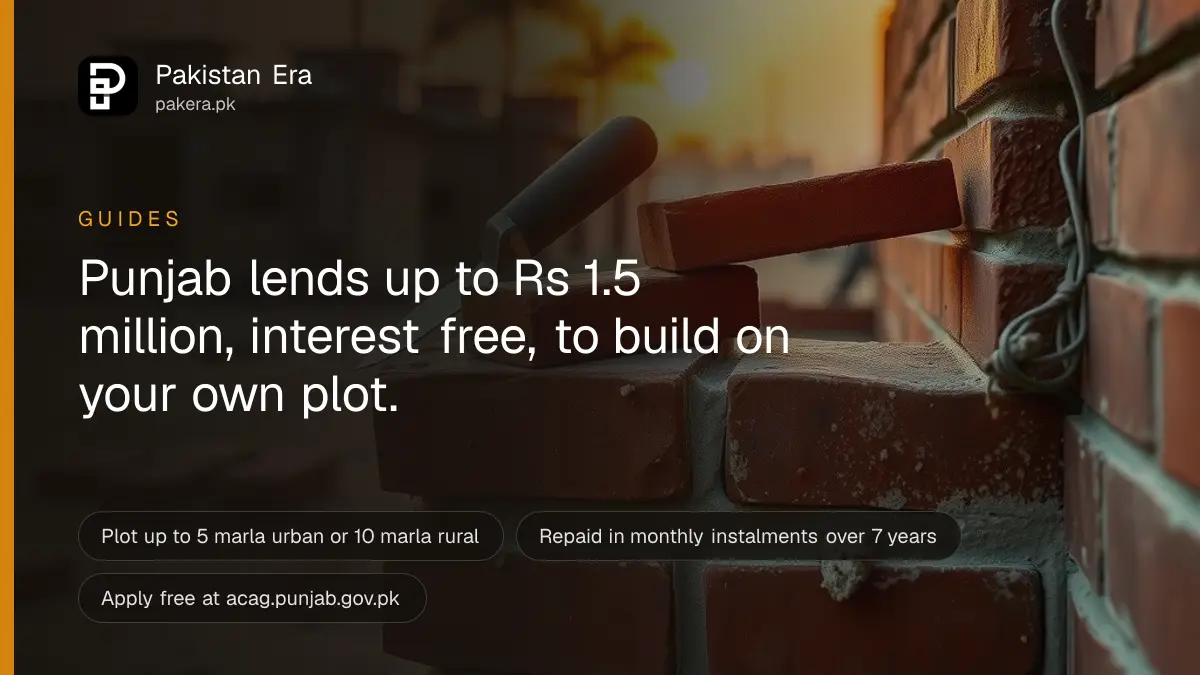 Red bricks and a steel trowel resting on a half-built brick wall at sunset in Punjab