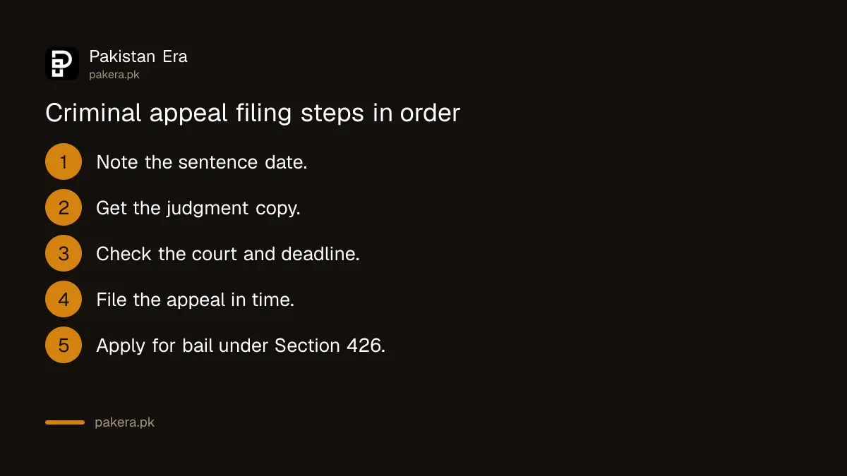 Steps to file a criminal appeal in Pakistan from the judgment copy to the cause list