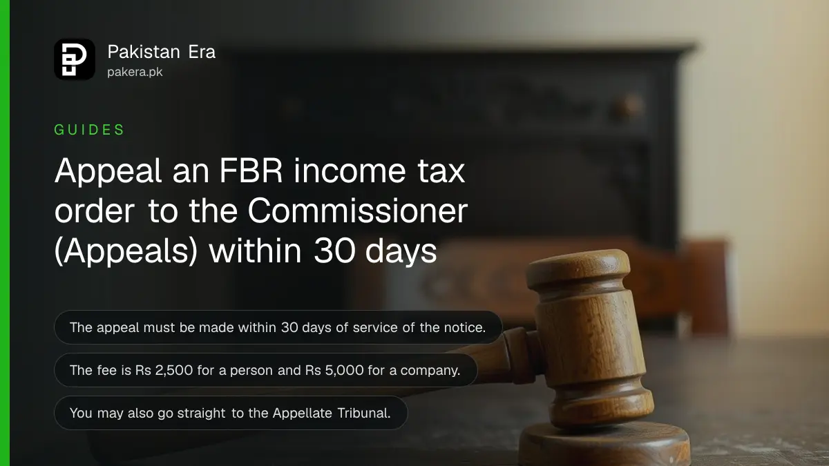 A wooden gavel on a dark wooden table, for an article on appealing an FBR income tax order