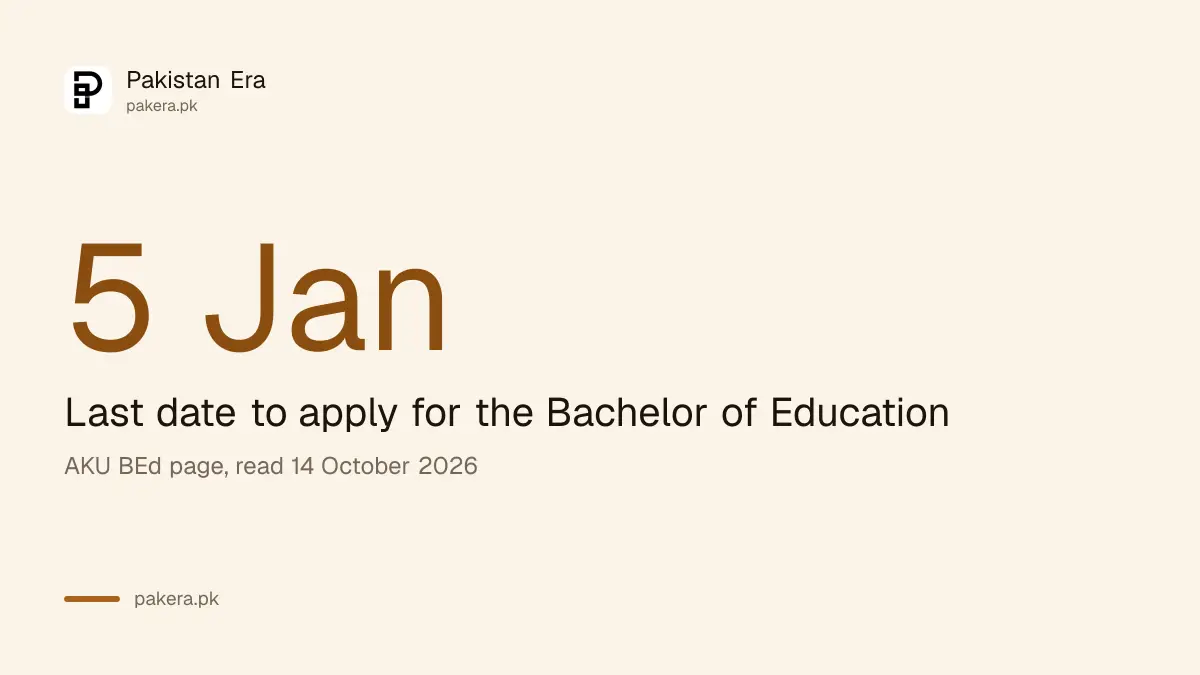 Last date to apply for the Aga Khan University Bachelor of Education, 5 January 2027