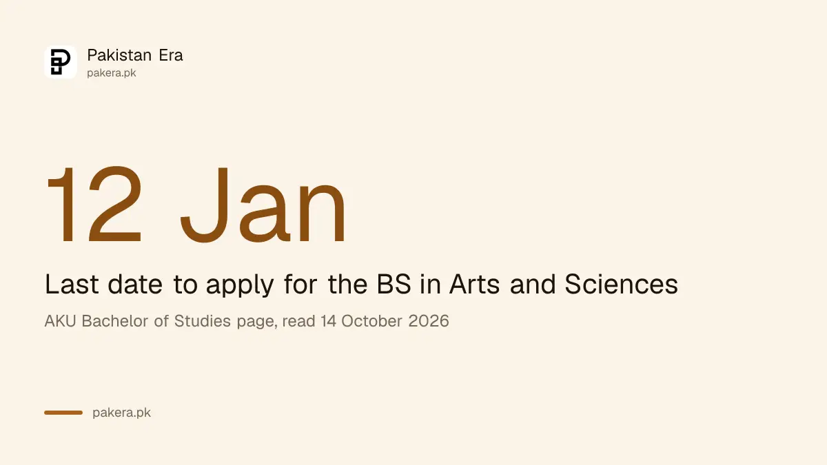 Last date to apply for the Aga Khan University BS in Arts and Sciences, 12 January 2027
