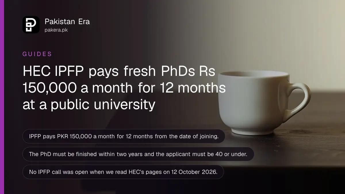 A plain ceramic cup on a dark wooden table, for an article on the HEC IPFP placement for fresh PhD holders