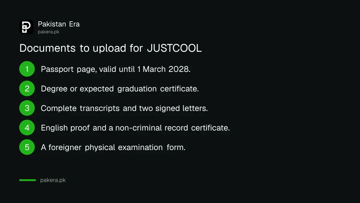 Documents needed for the JUSTCOOL PhD application in China