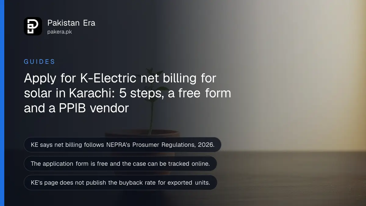 A green seedling in a clay pot on a dark wooden table, for a guide to K-Electric solar net billing in Karachi