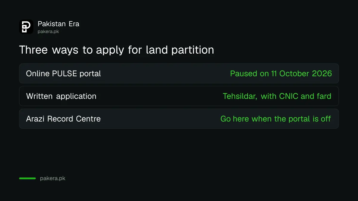 Three ways to apply for land partition in Punjab and their status