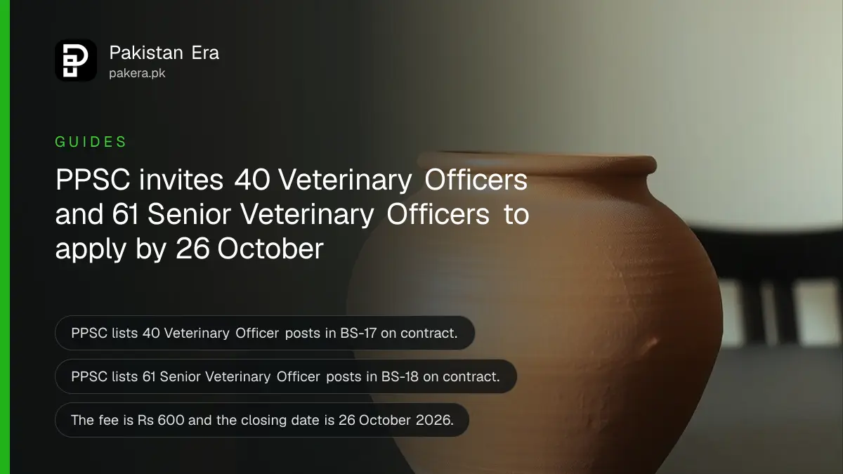 A clay pot on a dark wooden table, for an article on ppsc veterinary officer jobs 2026