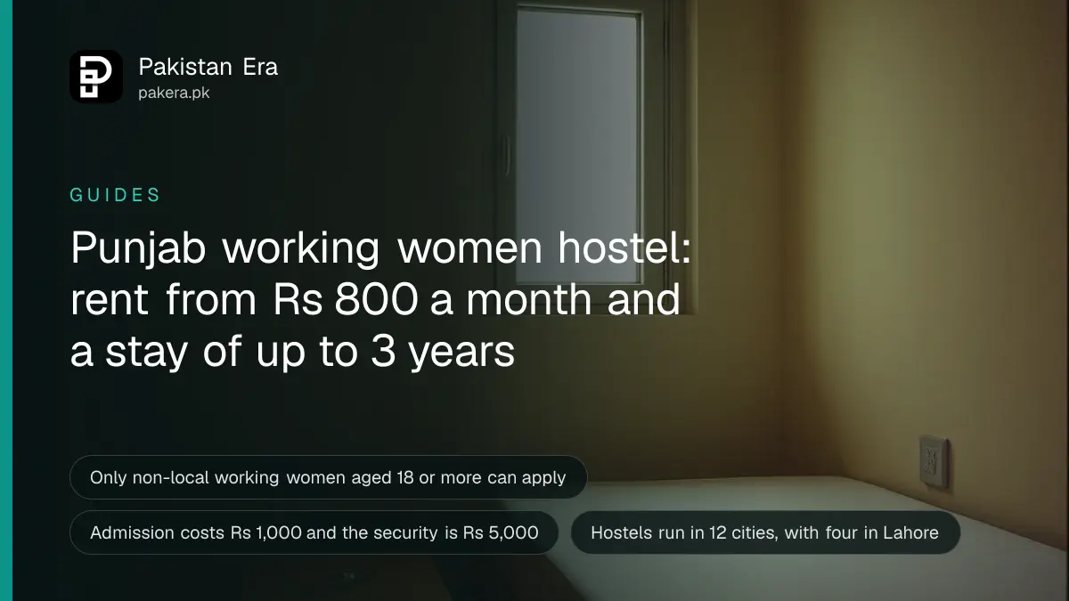 A tidy empty bedroom with a single bed, a bedside table and a window in a hostel in Punjab