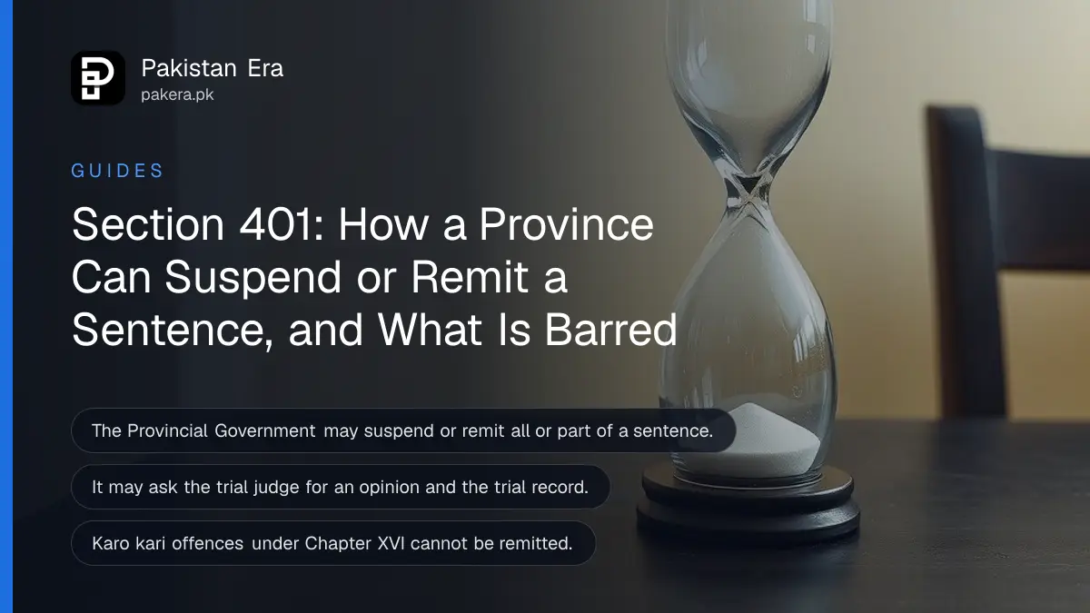 A glass hourglass on a dark wooden table, for sentence suspension in Pakistan
