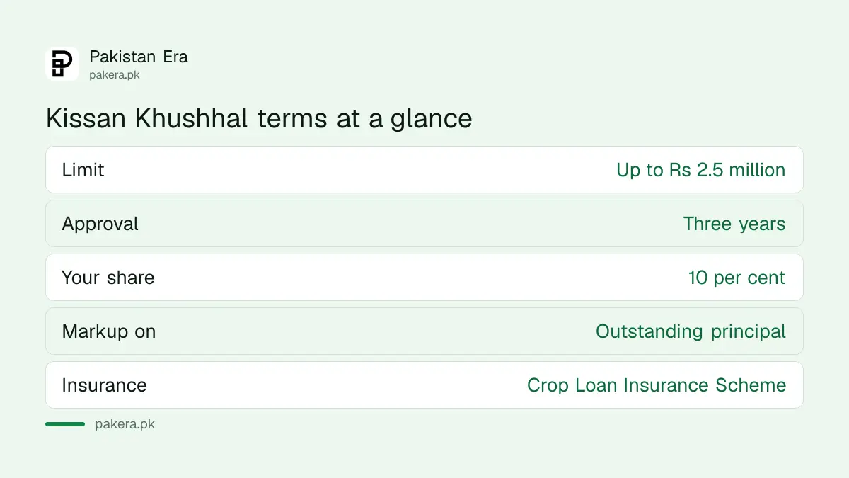 Main terms of the ZTBL Kissan Khushhal revolving farm loan