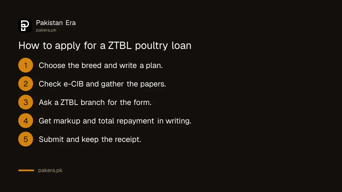 Five steps to apply for a ZTBL poultry loan