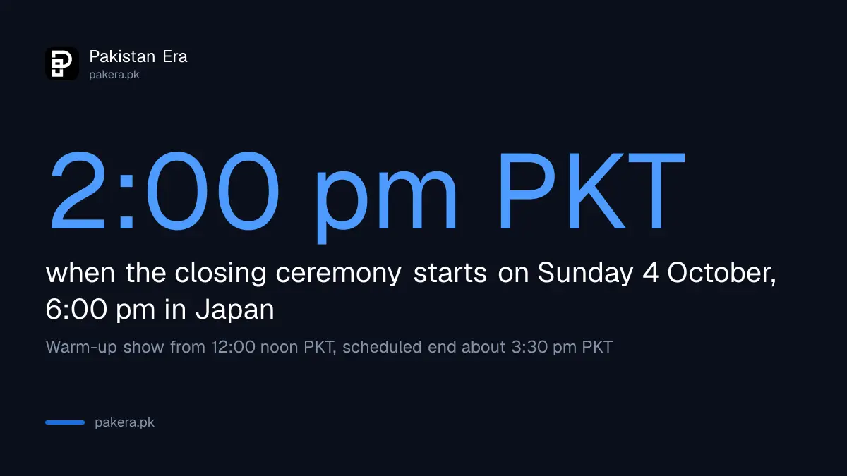 Asian Games 2026 closing ceremony time in Pakistan: 2:00 pm PKT on Sunday 4 October