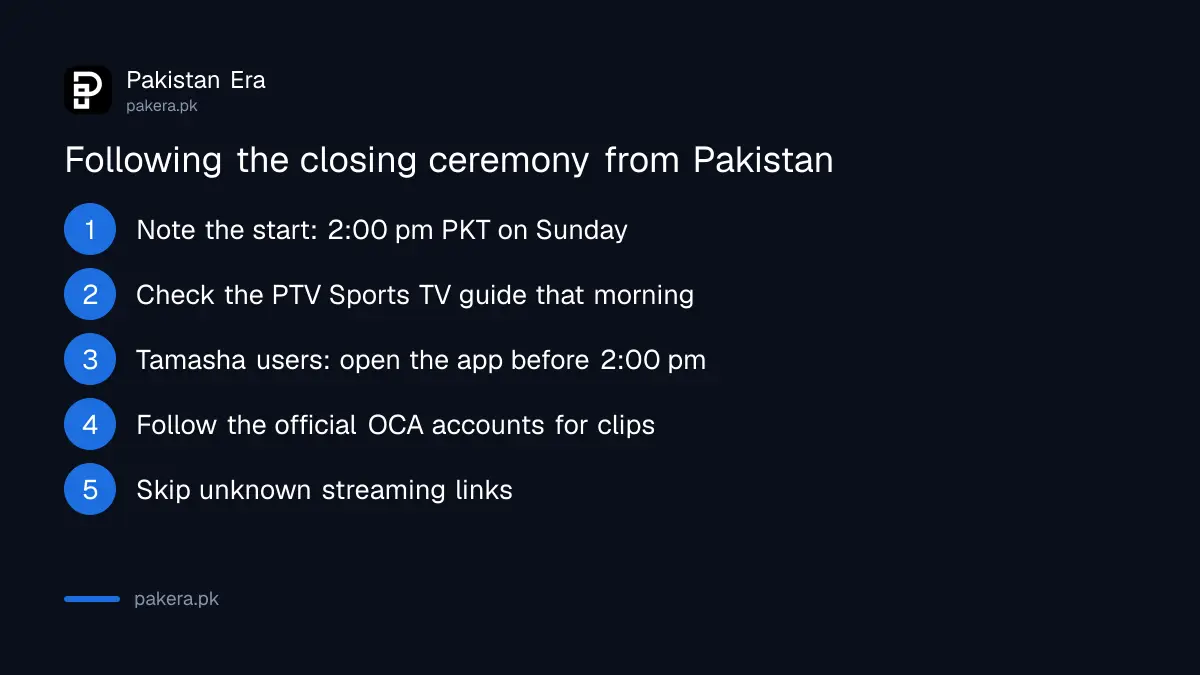 Steps to follow the Asian Games 2026 closing ceremony from Pakistan on 4 October