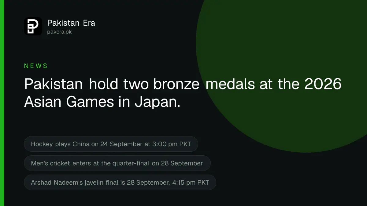 How to Watch Pakistan at the Asian Games 2026, Schedule in PKT