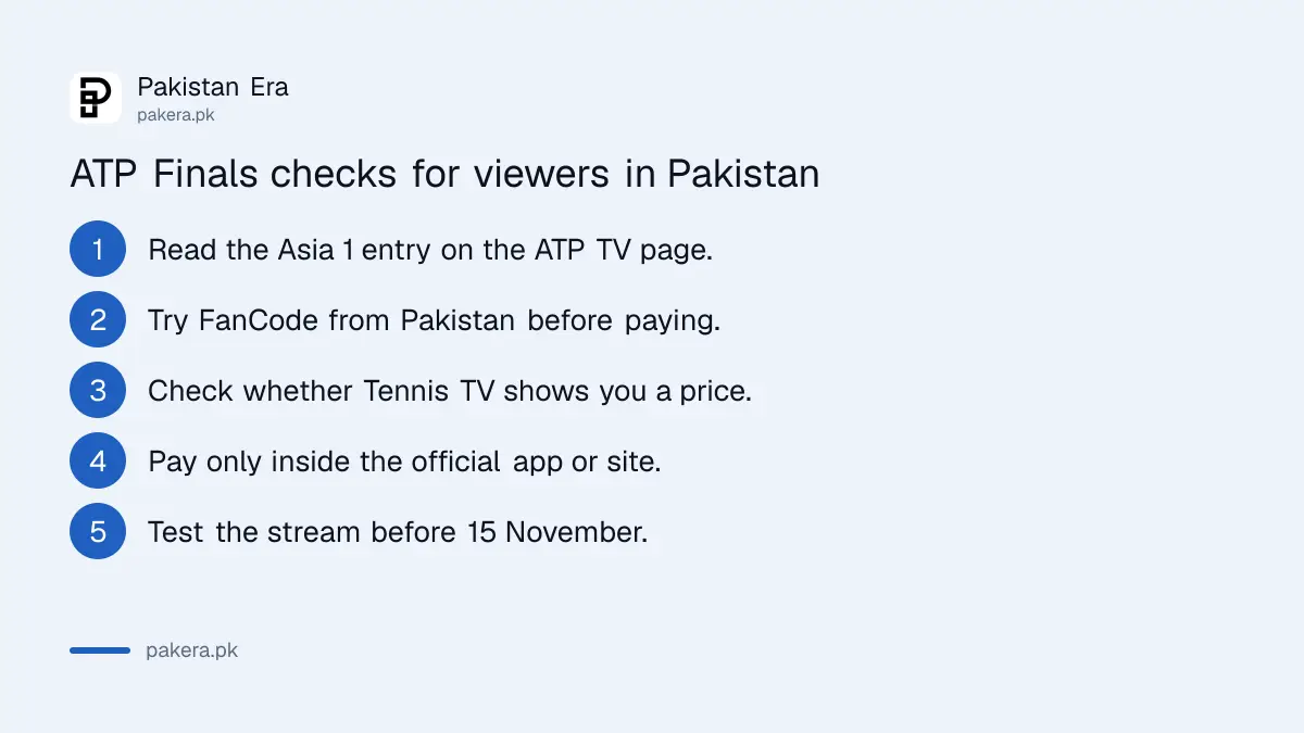 Steps to watch the ATP Finals 2026 from Pakistan on official services